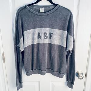 Abercrombie & Fitch Sweatshirt Womens XS Gray Crewneck A&F Logo Slub y2k vintage